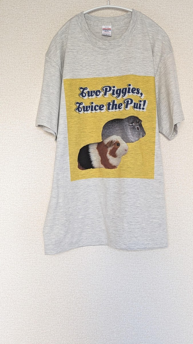 Two Piggies, Twice the Pui!のTシャツの実物（正面）